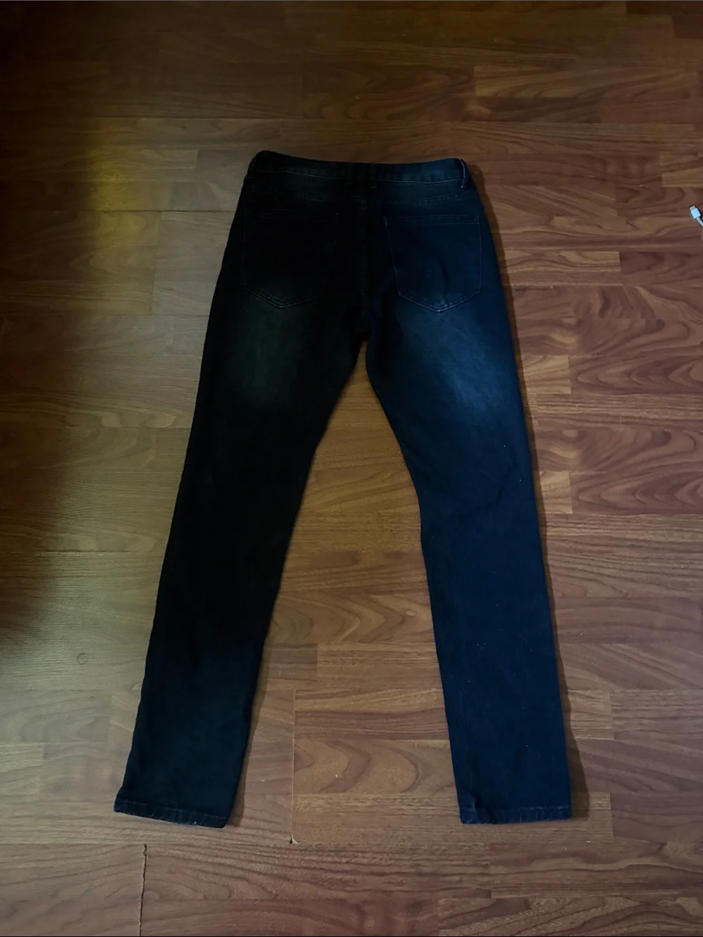 Black Distressed Men's Jeans with Star Patches
